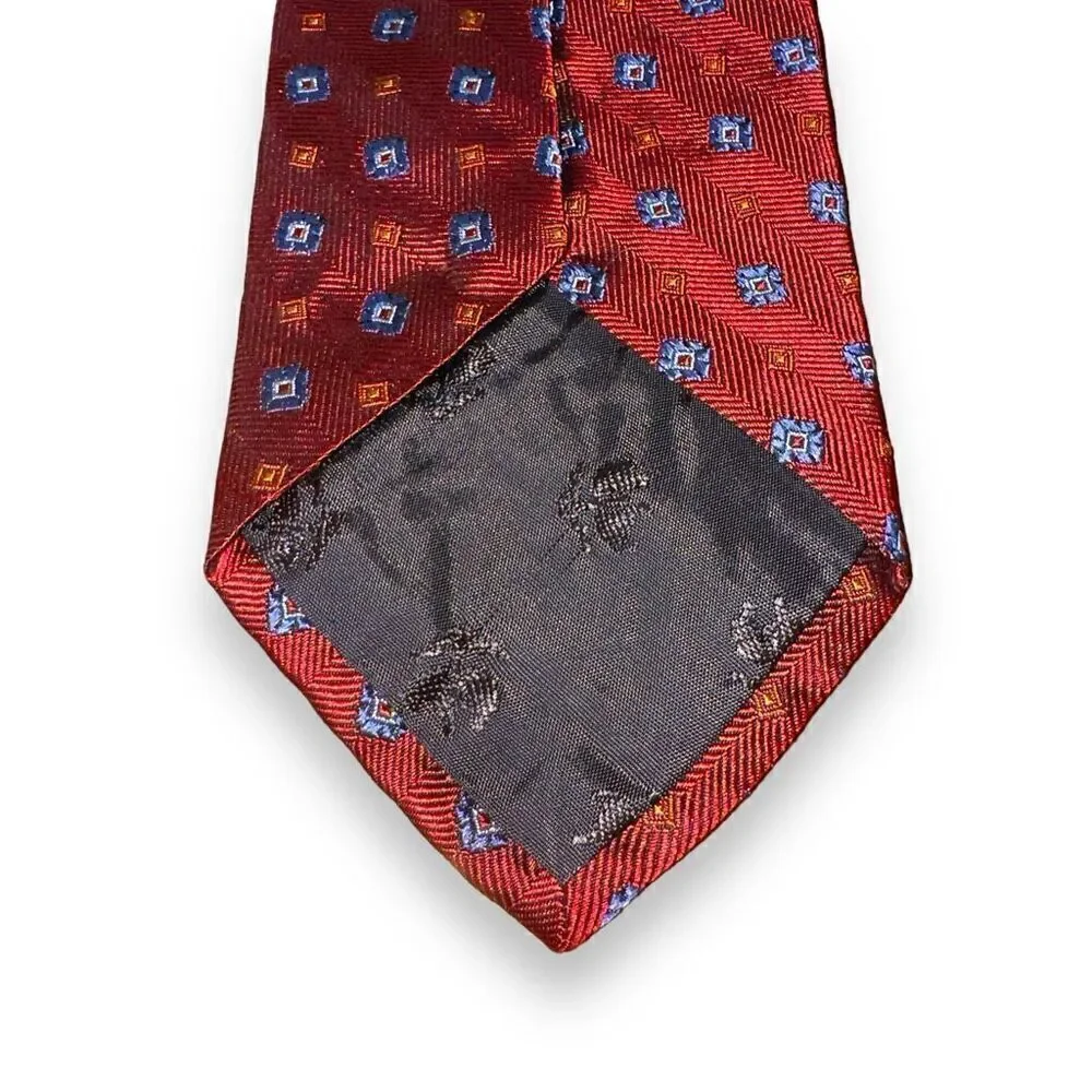 Brooks Brothers Crimson Red Flower Print Handmade Silk Tie